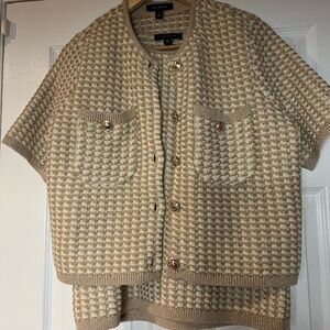 Ann Taylor Beige and Cream Textured Cardigan Set